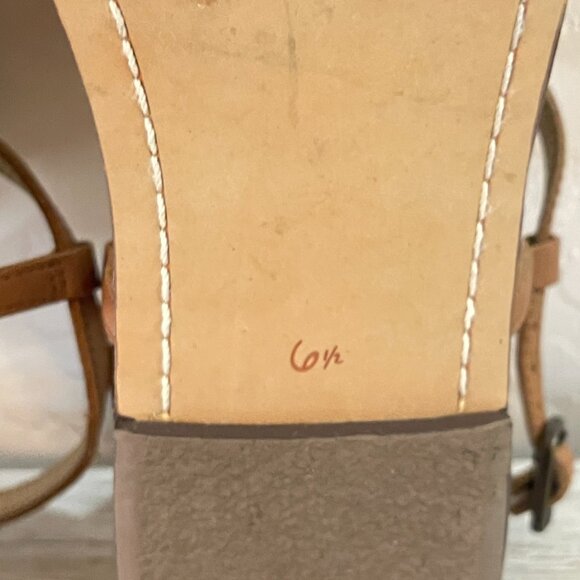 Sam Edelman Sandals 6.5 Tan Turquoise Blue Stones Beads Cork Thong T Strap Flat - Picture 10 of 12